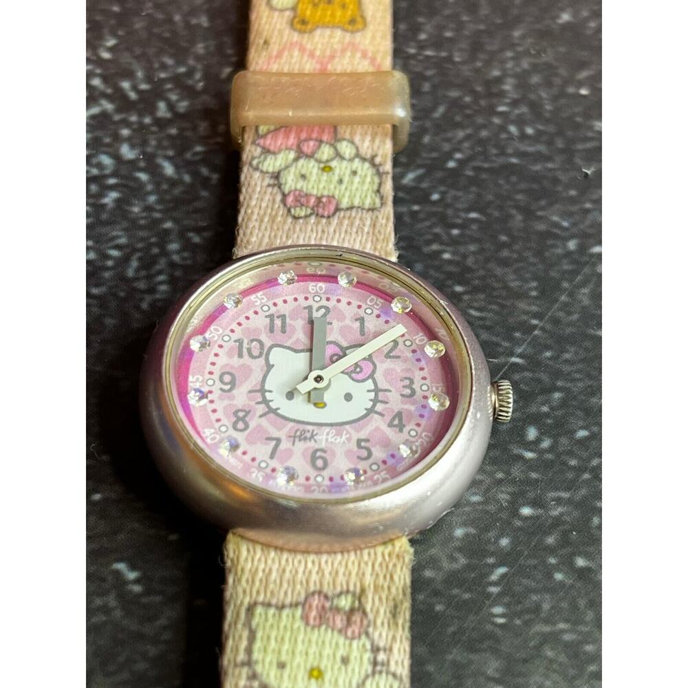 Pink Hello Kitty Flik Flak Watch for girls Womens Cool Swiss Quartz Watches Kids
